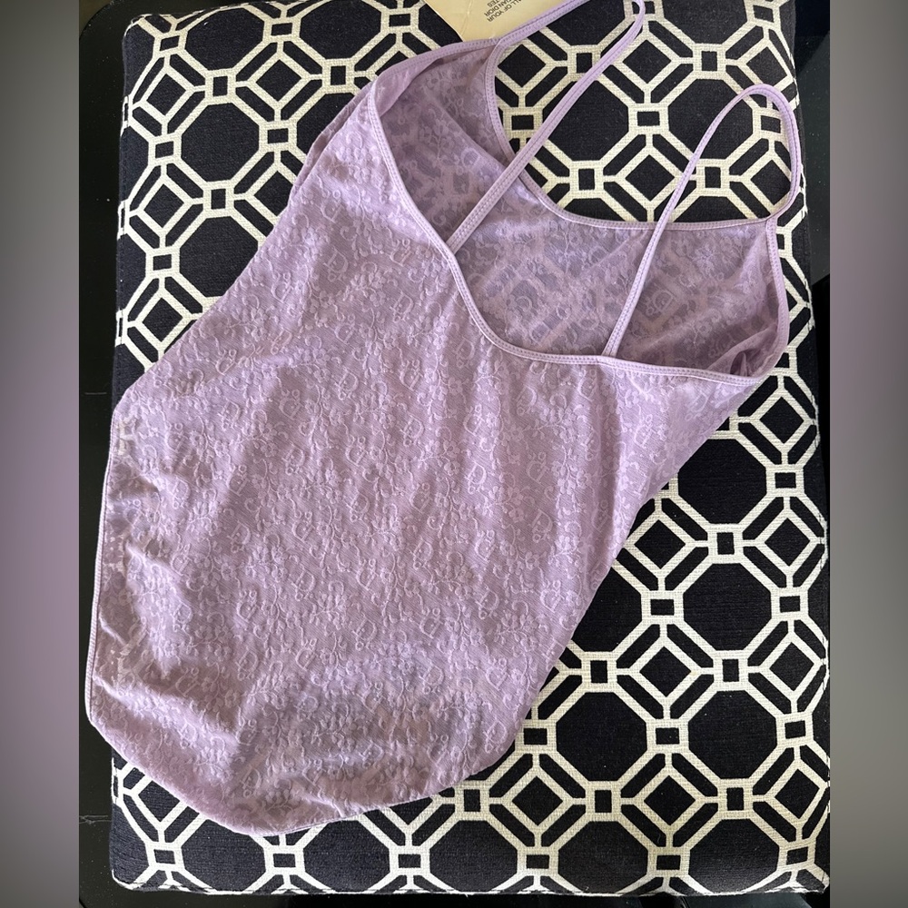 NWT Vintage Christian Dior Monogrammed w Print Lavender Lace Bodysuit - Picture 4 of 13